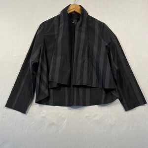 SUN KIM Women’s Size XS Open Drape Cropped Jacket Black Gray Nova Check Pattern